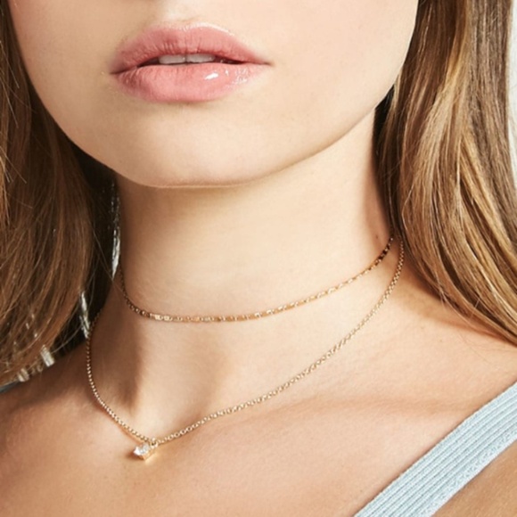 **ITZEL* Gold x Rhinestone Layered Choker Necklace - Picture 2 of 3